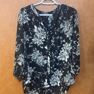 NYDJ Black and White Floral Blouse